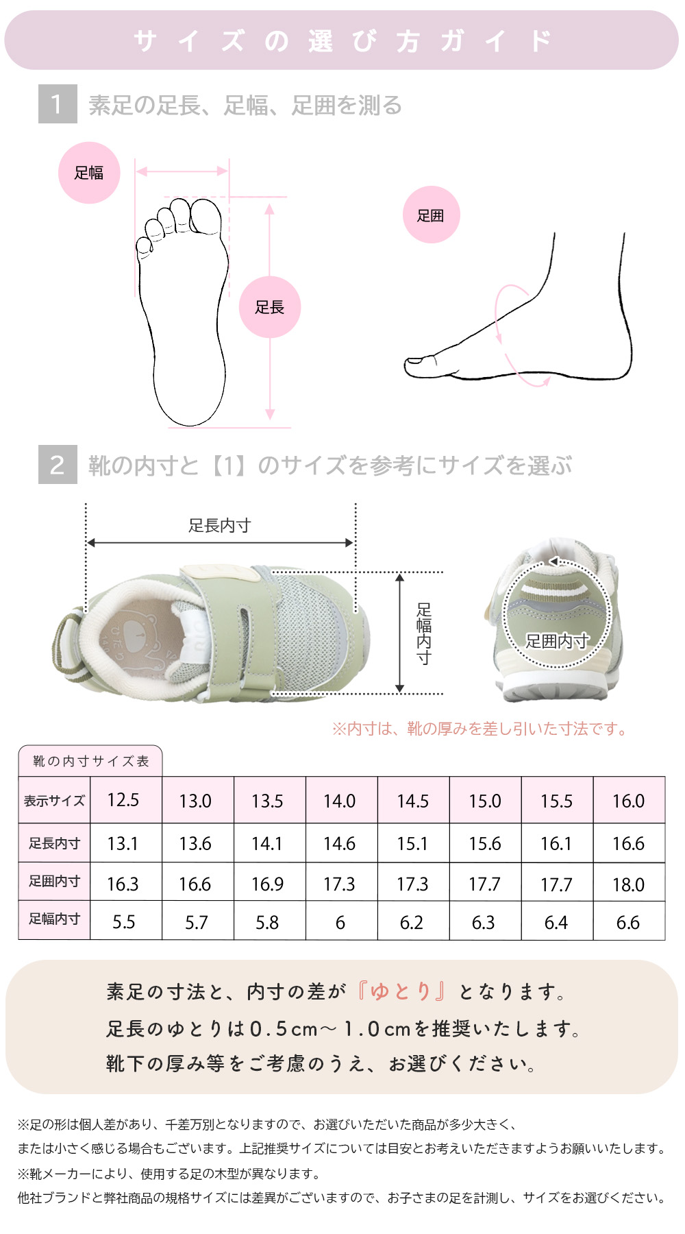 ベビーシューズサイズガイド